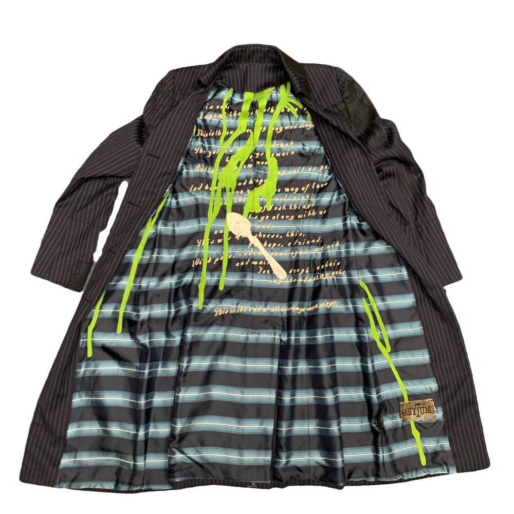 VINTAGE Asylum by Raw7 Pinstripe Trench Coat with Embroidery - Picture 3 of 9